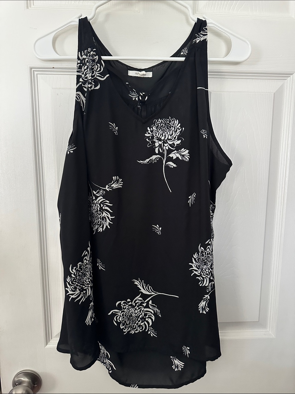 Maurices Black and White Floral V-Neck Camisole